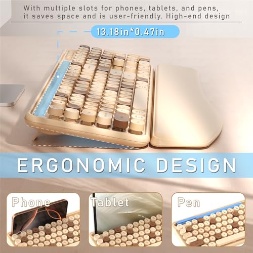 Teclado y mouse inalámbricos de 2.4 GHz con teclas de máquina de escribir MPTOG 4