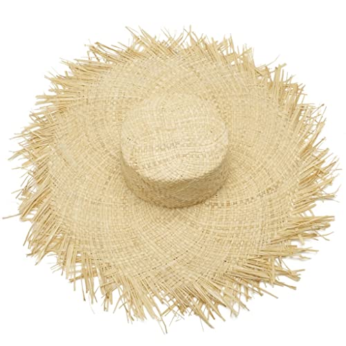 YXWYXWA Wide Brim Natural Raffia Hat for Women Handmade Panama Summer Beach Sun Hat Flat Crown