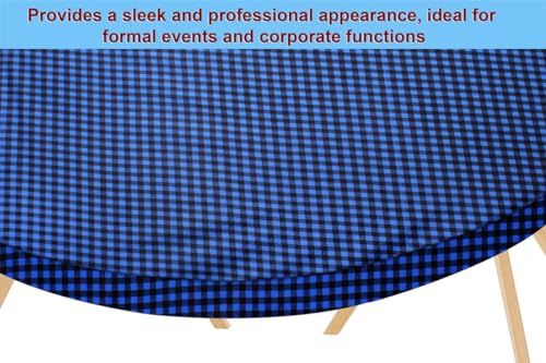 Image of The Furnishing Tree Elastic Oval Dining Table Cover WxL 42x72 in Inches Polyester Checkered Pattern Blue