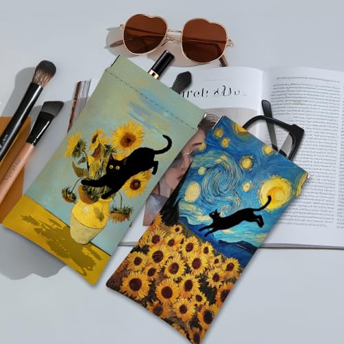 Image of Eyeglasses Sunglasses Case PU Soft Squeeze Top Glasses Pouch for Women Men,Animal Pattern Portable Anti Scratch