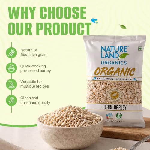 Image of Natureland Organics Pearl Barley 500 Gm (Pack of 5) - Organic Barley