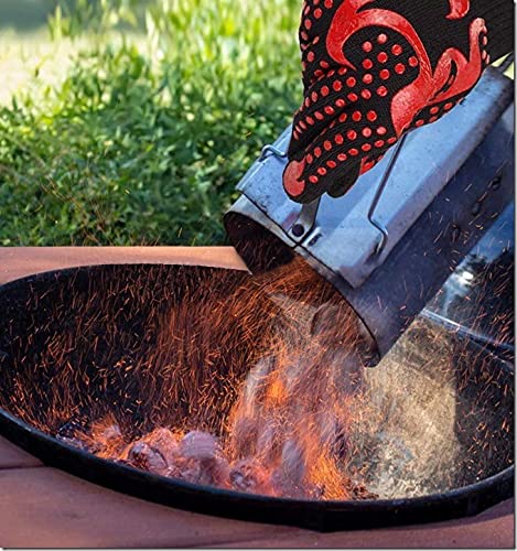 Bbq Gloves 1472℉ Extreme Heat Resistant Protective Cooking Gloves Food Grade Kitchen Oven Mitts With Silicone Non-Slip Grip For Bbq Cooking/ Baking/Smoker/ Fireplace/Welding/ Large & Xl (Red+Blue) #TOP5