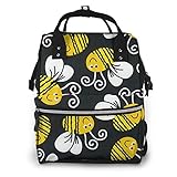 nepower cute bumble bees diaper bag backpack large unisex baby bags with pockets multi function waterproof travel back pack maternity bags