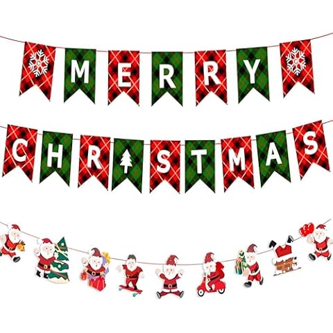 Christmas Party Banners, Merry Christmas Party Decorations, Hanging Christmas Decorations Set for Indoor and Outdoor, Light Up the Celebration,Style 1 Cover