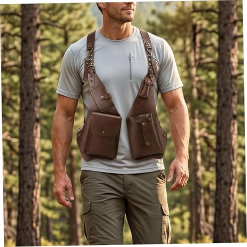Bolso de hombre multifuncional de cuero con doble hombro y sistema multibolsillos ajustable 3