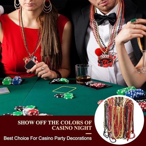 36 Pcs Casino Night Beaded Necklaces Bulk 12 Styles Casino Dice Dollar Sign Necklaces Gold Red Black Beaded Necklace for Birthday Party Favors Supplies (Dice)4