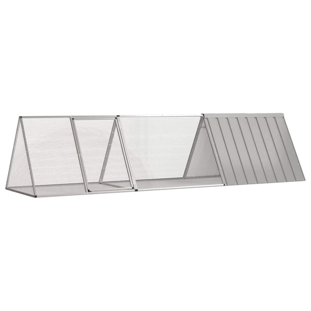 Jaula para conejos de acero galvanizado gris 302,5 x 80,5 x 71 cm con recinto ampliable, parque y caño para jardín, balcón, terraza, interior y exterior