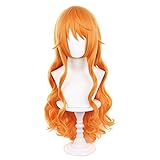 Shqncoh Anime Cat Burglar Nami Wig Orange Long Wavy Party Hair Halloween Cosplay Props Accessory