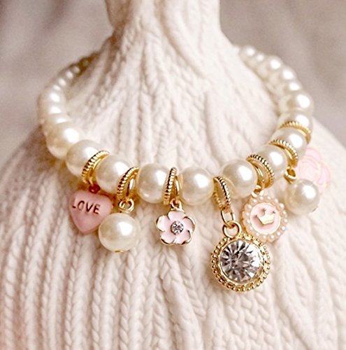 Amazon | 手作り犬の アクセサリー・小物 貓用 犬用ネックレス パール