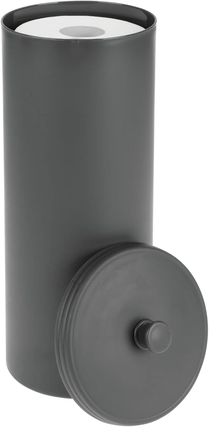 mDesign Toilet Paper Organizer with Cover - 3-Roll Tissue Storage ...
