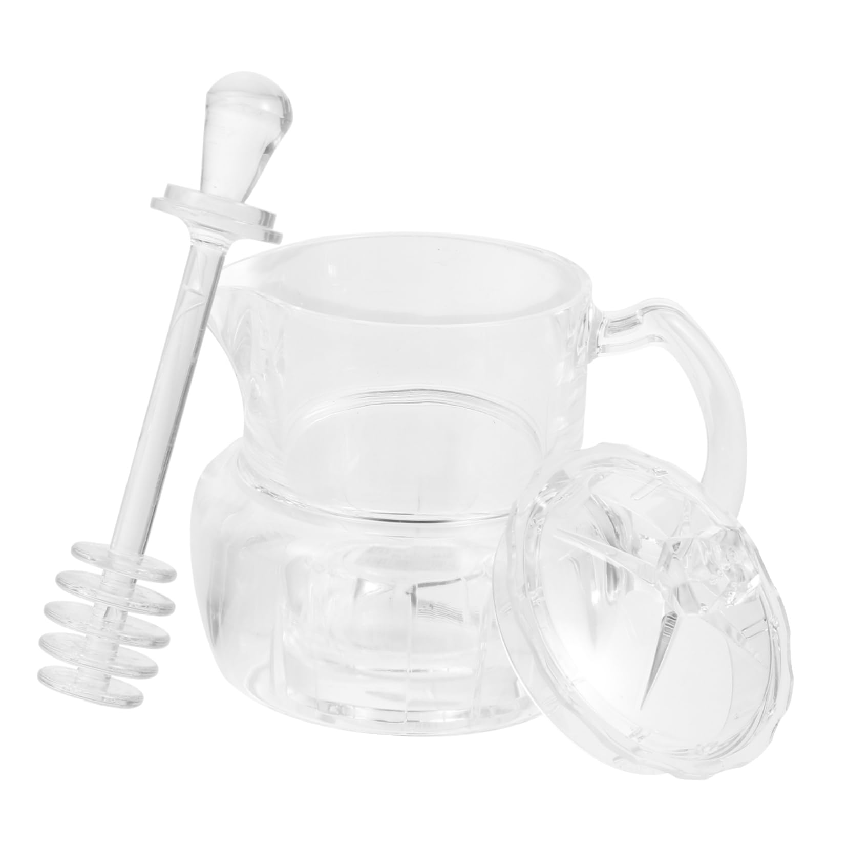 Cabilock 1Set Honey Jar with Dipper Syrup Dispenser Pot for Honey Storage for Kitchen Use and Serving Honey Syrup