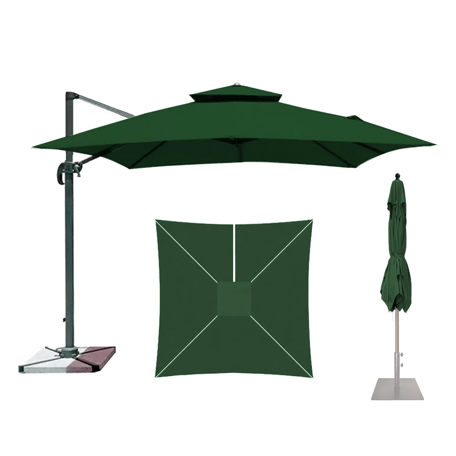 Fjqfhh Dark Green Garden Parasol, Replacement Canopy For Offset Umbrellas(,2.5X2.5m)