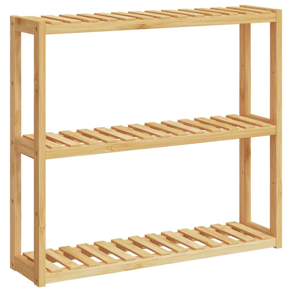 Bambusowa półka łazienkowa, 3 poziomy, 60 x 15 x 54 cm, ścienny organizer do przechowywania ręczników i produktów higienicznych, pływający design, aby zmaksymalizować przestrzeń