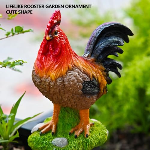 Sculpture de coq réaliste peinte à la main pour jardin