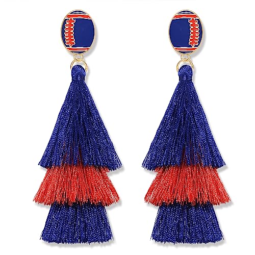 Tiered Tassel Drop Earrings Druzy Round Top Earring Studs for Women