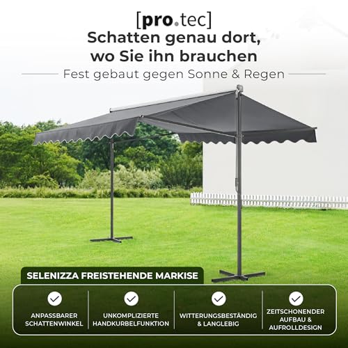 pro.tec Standmarkise Selenizza freistehende Markise 400x300x260cm Gartenmarkise Sonnenschutz Terrassenüberdachung Outdoor Terrasse Garten Balkon Dunkelgrau