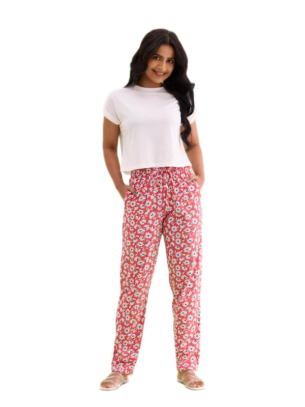 Image of GO COLORS Soft Cotton Lounge Pants Full Length for Women| Breathable, Mid Rise
