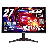 Acer Nitro 27インチ WQHD IPS 非光沢 275Hz 0.5ms(GTG) AMD FreeSync Premium 10億7000万色 DCI-P3 90% HDR10 ブルーライトシールド HDMI 2.1 DisplayPort v1.4 スピーカー・ヘッドフォン ゼロフレーム ゲーミングモニター 3年保証(パネルは1年) VG270UZ2bmiipx