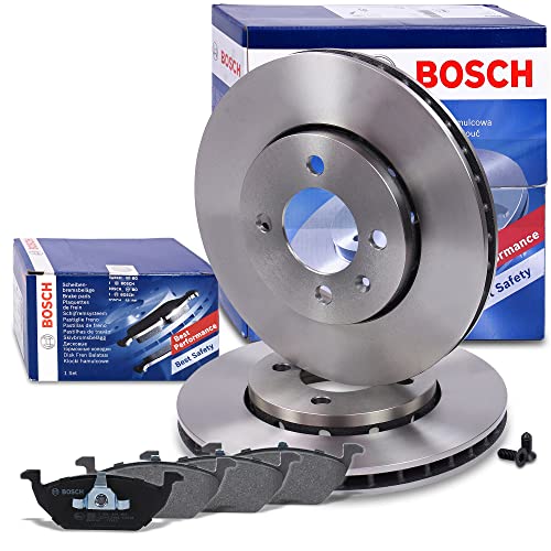 Bosch Bremsenset Vorderachse inkl. Bremsscheiben Vorne Ø 255,9 mm Belüftet und Bremsbeläge Vorne, Passend für SEAT Mii, SKODA CITIGO (NF1), E-CITIGO, VW UP! (121, 122, BL1, BL2, BL3, 123)