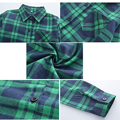 Girls Plaid Shirt Button Down Girls Long Sleeve Shirts Toddler Plaid Dress Green Christmas Shirts Girls Flannel Shirts 6-7Y #TOP5
