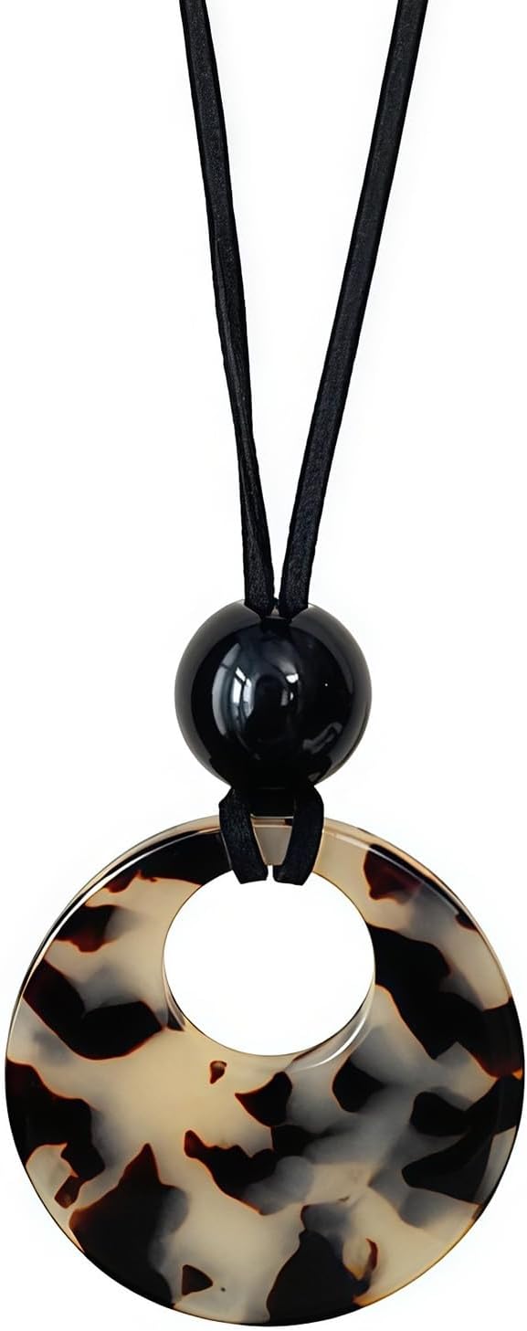 Minimalist Thick Acetate Acid Acrylic Leopard Print Round Circle Long Rope Chain Sweater Necklace Vintage Personalized Punk Bohemia Statement Necklace Jewelry for Women