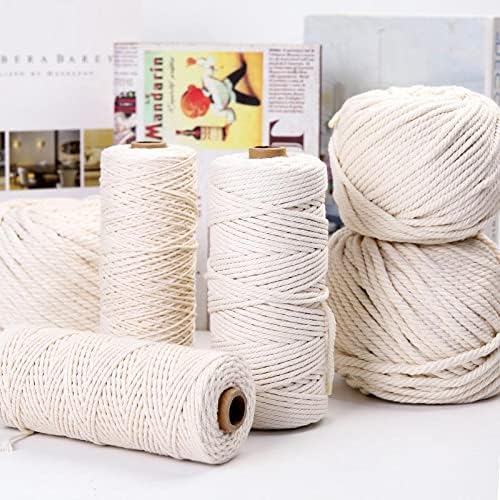 1-5mm Natural Jute Twine Rope Macrame Parachute Cords Twisted String Cotton Beige Thread DIY Home Wedding Decorationn Accessories - (Color: 6mm-50m)