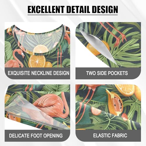 ALAZA Flamingo Palm Tree Orange Lemon Pajamas Short Sleeve 2 Piece Sleepwear Top and Bottom Pajama Set Unisex4