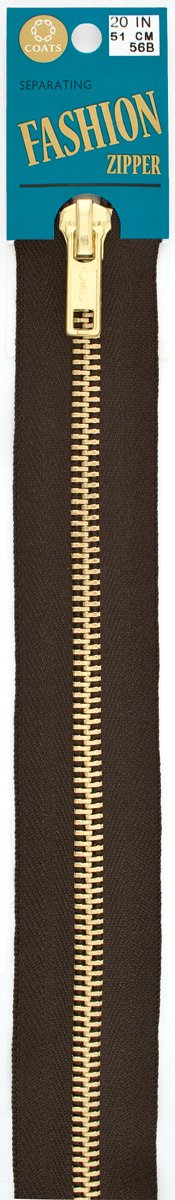 Coats and Clark F25F18-56B Fashion Metal Brass Separating Zipper, 18", Cloister Brown