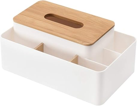 Poeland Multifunction Tissue Box Rectangular Facial Tissue Holder Dispenser for Dining Room, Kitchen, Bedroom Dressers and Home Decor