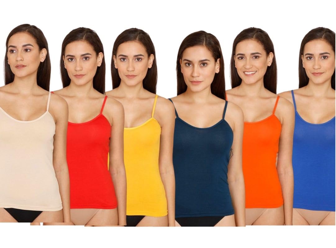 bhagwati arts Women’s Cotton Full Slip Innerwear | 100% Pure Cotton Comfortable Fit Camisole Pack of 6 (Multicolor)-picture-37