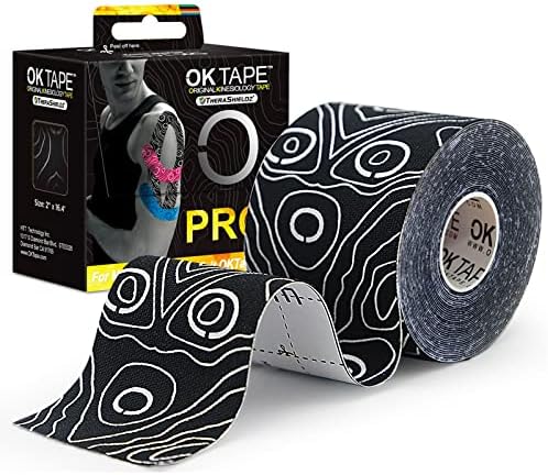 OK TAPE PRO Kinesiology Tape, 2inch x Long Roll 16ft Free Cut Tape, Elastic Athletic Tape Therapeutic Latex Free, Black+White