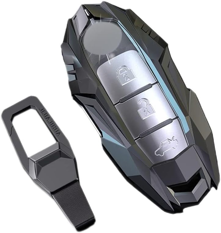 Metal Key Fob Case Cover Fit for Nissan Altima Maxima Armada Rogue Leaf Sentra GT-R 370Z for Infiniti G25 G35 Q40 Q60 Gray