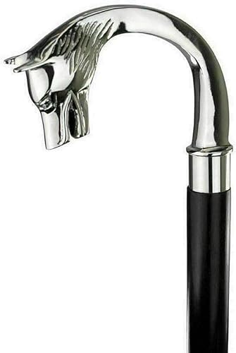 Náutico plata y negro hecho a mano cabeza de lobo mango latón diseño vintage victoriano bastón