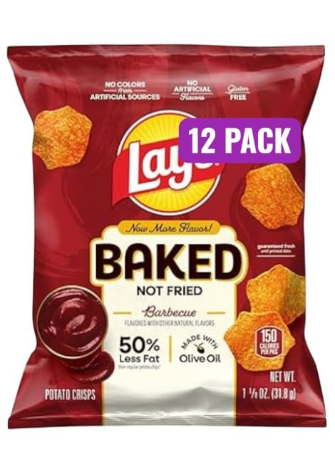Baked Potato Chips, Original, 0.875 oz Bags, (Pack of 16), Bundled By Shoppyway 50% Less Fat, Gluten Free, No Artificial Flavors, No Colors from Artificial Sources