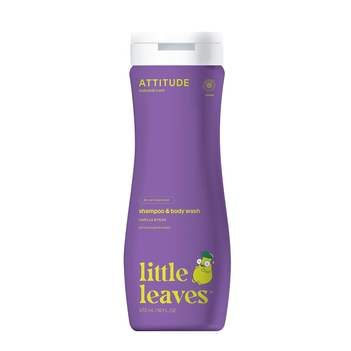 Gel y champú Little Leaves Vainilla y pera para niños, Attitude, 473 ml