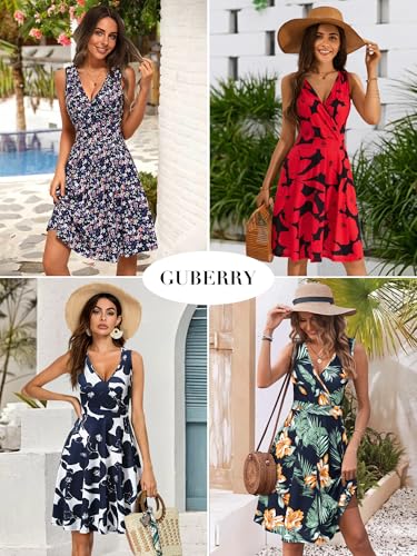 GUBERRY Womens Wrap V Neck Sleeveless Sundress Summer Flare Tank Dress with Pockets … - Image 5