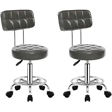 Modern Kitchen Bar Chairs Set Of 2 Adjustable Swivel Bar Stools With Wheels Soft Leather Backrest And Lift Function Stylish Breakfast Bar Stools For Home Bar Or Kitchen I,Grey-Sitting Height 47-62c