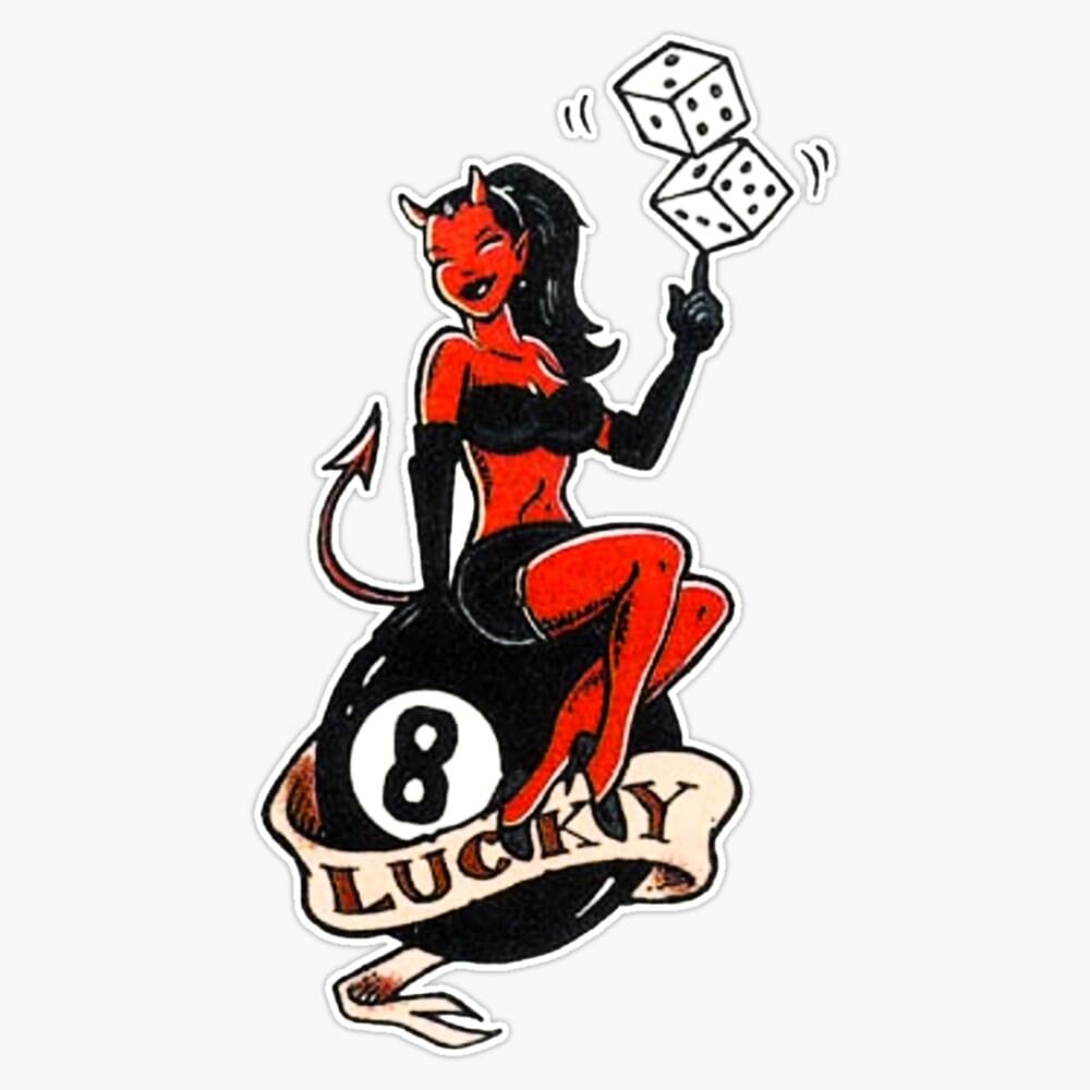 Lucky Devil <3 Sticker Vinyl Waterproof Sticker Decal Car Laptop Wall Window Bumper Sticker 5"
