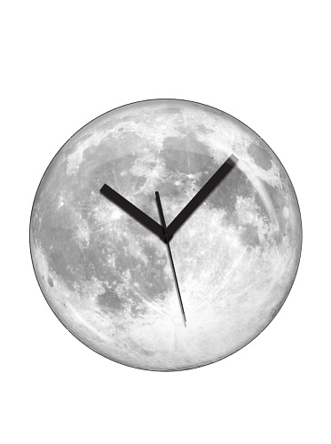 Kikkerland Claire de Lune Moonlight Glow in The Dark LED Illuminating Glass Dome Wall Clock, Astronomy, Novelty Night Light,