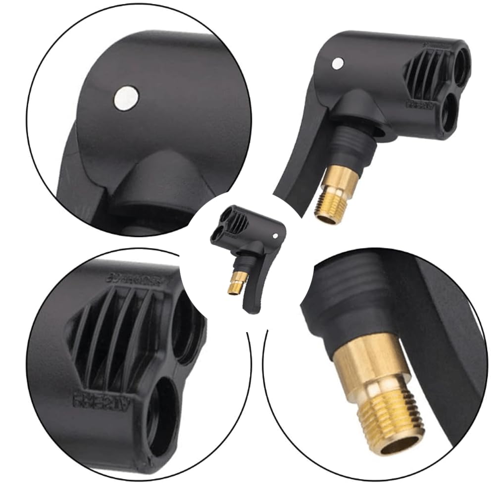 Dual Head Bike Track Pump - Multi-use Connector Head Pump Valve Adapter for Mountain & Road Bikes, Black - Image 2