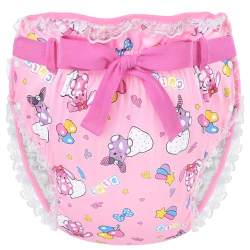 LittleForBig Silky Omutsu - Pañal para adultos, lavable, ajustable, reutilizable, impermeable, patrón de bebé Usagi y Bella, rosa, M