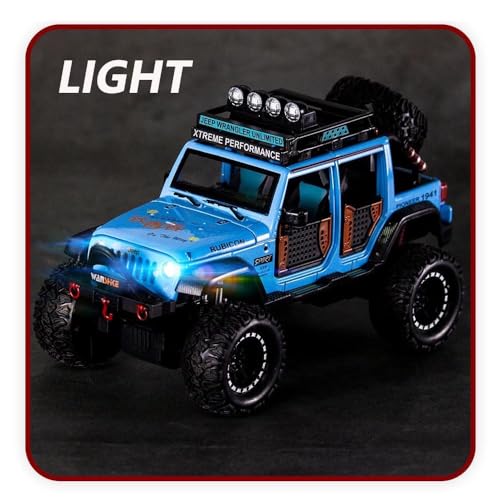 Image of Invite Enterprise Jeep Wrangler Rubicon Alloy Pickup 1:24 Scale Model Car Exclusive Alloy Metal Car Die-cast Car Scale Model Pullback Toy car with Sound & Light Music Kids Colors as Per Stock