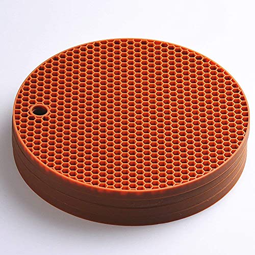 Image of Countertop Protector Heat Resistant Trivets for Hot Pots and Pans - Non-Slip Insulated Heat Pads for Kitchen Counter Brown Pack of 4