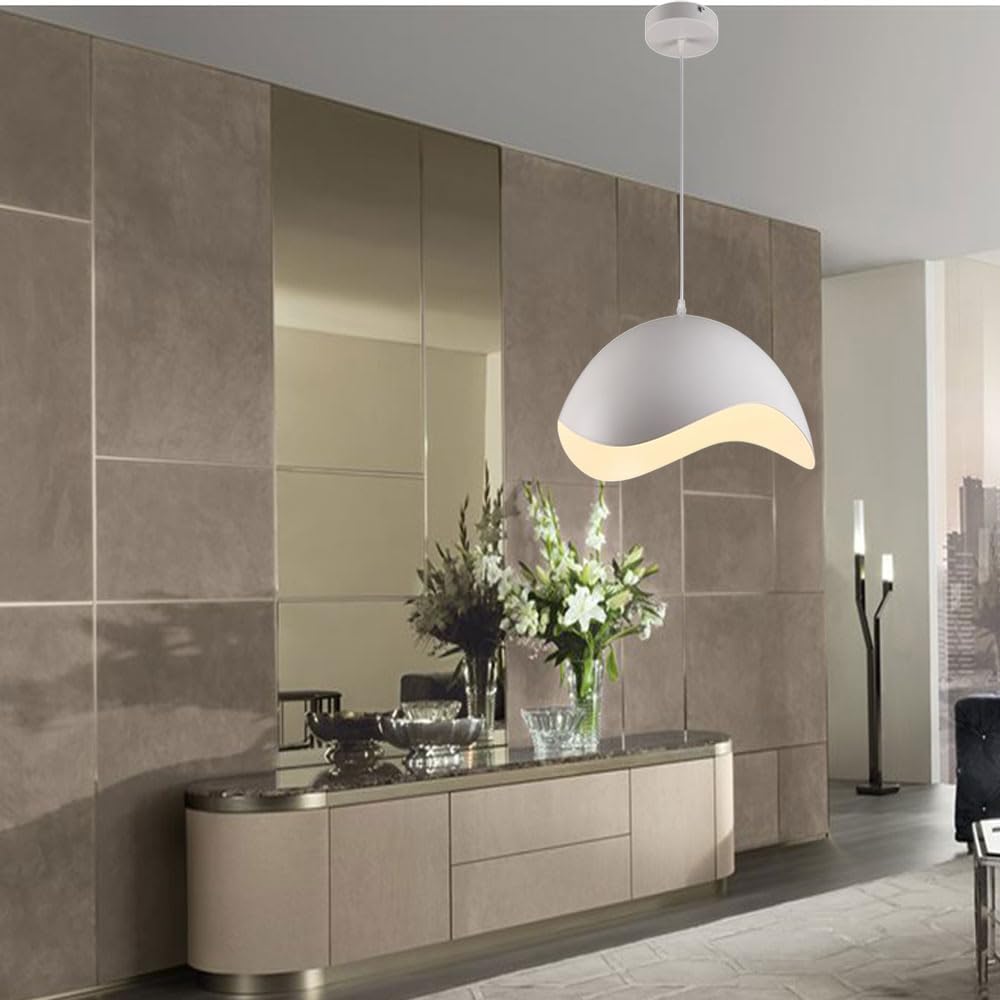 Vetrineinrete® Lampadario a sospensione contemporaneo E27 lampada pendente per cucina isola soggiorno (Bianco)
