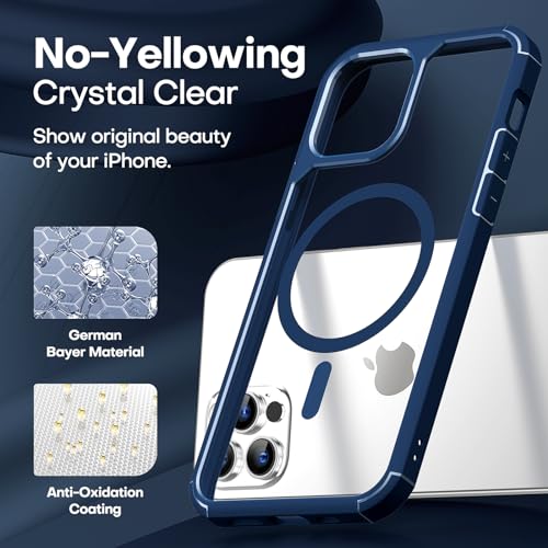 Image of TAURI for iPhone 12 Pro Max Case, Compatible with MagSafe, Blue | with Screen Protector, Not-Yellowing Military-Grade Protection, Shockproof Slim Magnetic Case for iPhone 12 ProMax