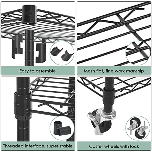 Image of WDT Shelving Storage Units on Wheels Casters, Adjustable Heavy Duty Metal Shelf Wire Storage Rack for Home Office Garage Kitchen Bathroom Organization,36 inch Wx14 Dx57 H