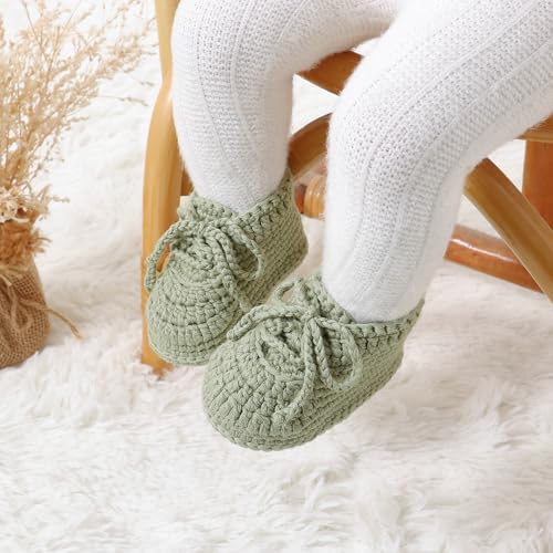 Hadetoto Baby Booties Newborn Cotton Knit Shoes Hand Crochet Soft First Walking Cozy Sneaker for Infant Boys Girls3