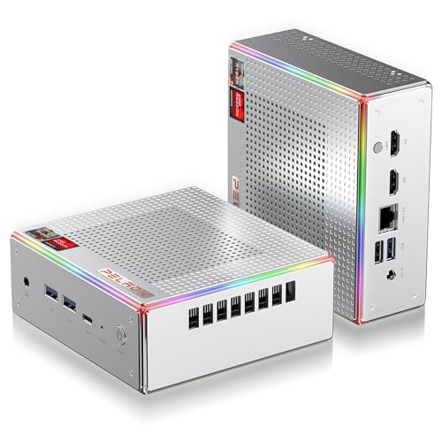 Image of PELADN Mini PC, Ryzen 7 7840HS (8C /16T, Up to 5.1GHz),Radeon 780M 32GB DDR5 /1TB SSD,Dual HDMI /Type-C,Triple-Display,WiFi6, Business Small Desktop PC RGB Light