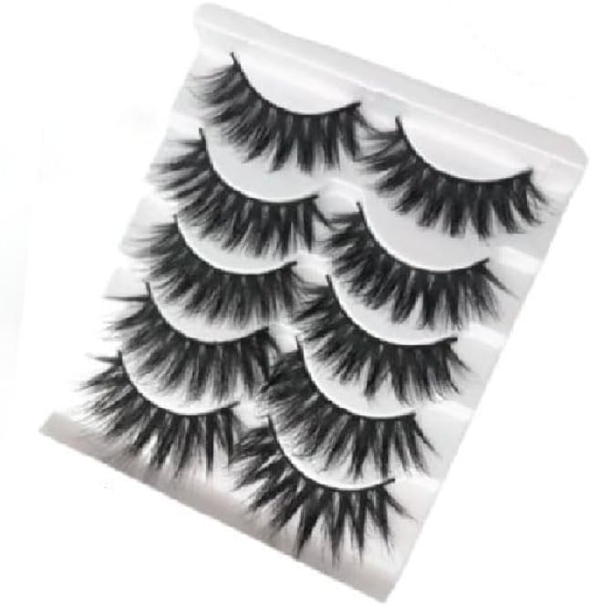 5 Pair mink false eyelashes Eyelashes for Women Lightweight False Lashes with Premium Virgin Hair (Black) - 5 Pair