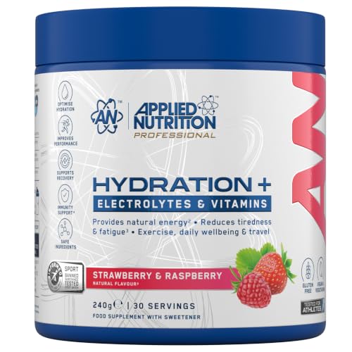 Applied Nutrition Hydration Electrolyte & Vitamin Powder - Natural Energy & Reduces Tiredness & Optimise Hydration (240g - 30 Servings)(Strawberry & Raspberry)
